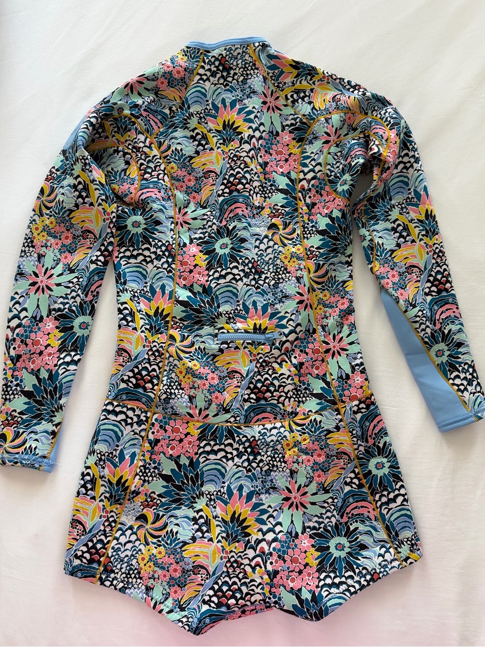Roxy Multicolor Floral Long Sleeve Swim Suit with Light Blue Panels - Picture 2 of 3